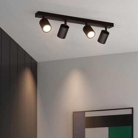 Spot Plafond GU10, Plafonnier 4 Spots Noir Orientable, Moderne Luminaire Plafonnier, Éclairage de Plafond Interieur pour Cuisine, Chambre, Salon, Longueur: 54 cm, Ampoule non Incluse (1/5)