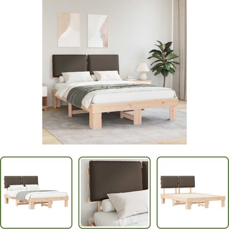 Lit avec tête de lit rembourrée -  Cadre de lit avec tête de lit rembourrée Taupe 135 x 190 cm (1/5)