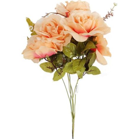 Bouquet di 6 rose artificiali color crema, alte 48 cm. (1/3)