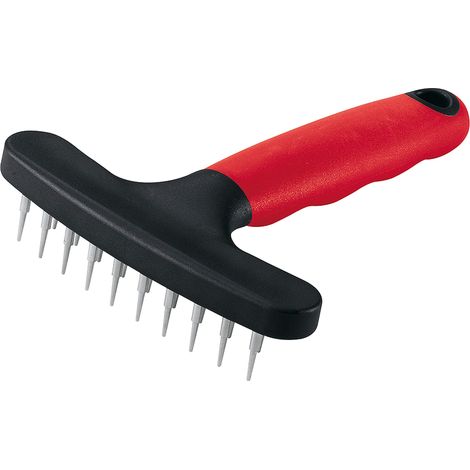 Ferplast Pettine per Cani a Rastrello Doppia Fila per Sottomanto Pelo Medio-lungo, Denti Cromati Arrotondati, Manico in Gomma Antiscivolo