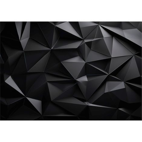 Papier peint mural abstraction 3D noire intissé grand format design intérieur salon chambre pas cher 150x105 cm