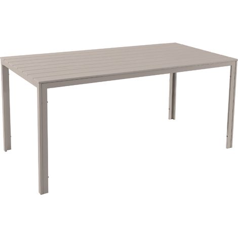 Tavolo da Esterno 6/8 Posti in Acciaio Inox e HDPE Effetto Legno – Tavolo Giardino Grande Resistente a Pioggia, UV e Ruggine, Design Moderno per Terrazzo e Patio 154x78 cm Beige (1/5)