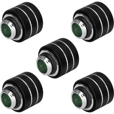 Lot de 5 connecteurs pour tubes de refroidissement à eau HYGKN B14MM mâle G1/4 argent noir rouge bleu avec joint d'étanchéité (noir)