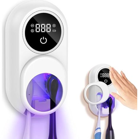 Dailygoods, Esterilizador UV para portacepillos de dientes, Montaje en pared, Elimina el 99,9% de sustancias nocivas, Secado con aire caliente (1/5)