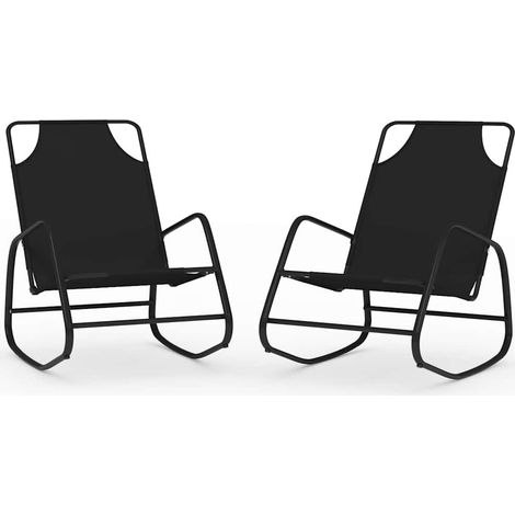 Maison Exclusive - Schaukelliegen 2 Stk. Schwarz Stahl und Textil