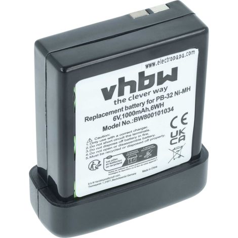 vhbw Batterie compatible avec Kenwood TH-22E, TH-208, TH-22AT, TH-308, TH-42AT, TH-44AT, TH22AT radio talkie-walkie (1000mAh, 6V, NiMH)