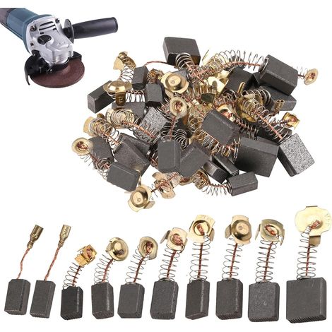 Lot de 30 Balais Charbon Moteur Electrique Universel pour Outils à Percussion, Scies Circulaires, Meuleuses d'Angle - Remplacement de Brosses de Carbone (10 Tailles) (1/5)