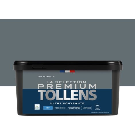 Tollens - Peinture intérieure couleurs - La Sélection Premium Mat - Ultra Couvrante - Gris Anthracite 2,5 L - 30m²