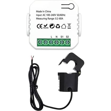 Compteur D'Énergie 80A avec Pince de Transformateur de Courant KWh Moniteur de Puissance Statistiques D'Électricité110V 240V (1/5)
