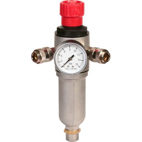 Lacme – Raccord pour compresseur 1/2" M – Pression 0-12 bar – Entrée basse avec robinet 1/4 de tour – Débit maxi 35 m³/h