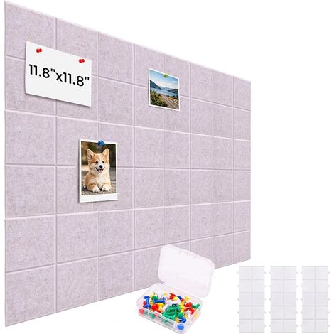Felt Notice Board 120 x 90 cm 30 x 30 cm 12 Felt Wall Panels (1/5)
