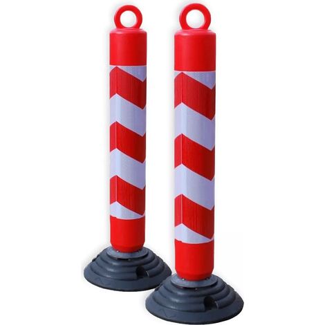 Pack 2 bornes de protection flexibles et amovibles anti-stationnement plastique - œillet et bandes réfléchissantes