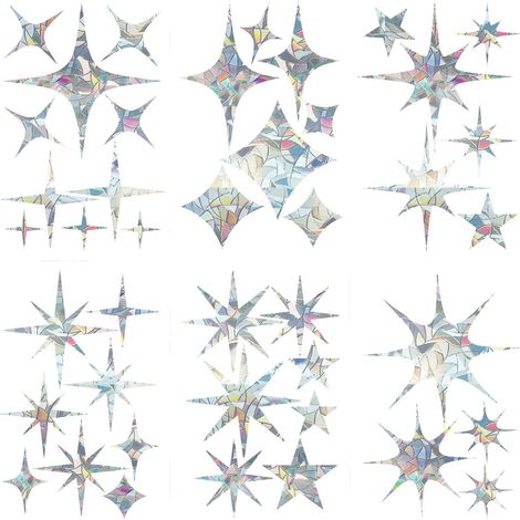 Autocollant électrostatique en verre, attrape-soleil en forme de prisme arc-en-ciel coloré, étoile à cinq branches, protection contre les collisions et les oiseaux (1/5)