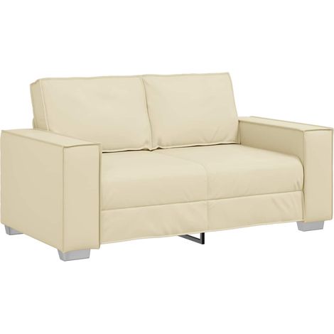 Zweisitzer-Sofa Creme 160 cm Kunstleder