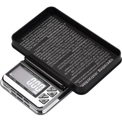 Balanza digital de bolsillo recargable para joyería, minibalanza electrónica, alimentación USB, pantalla LCD de 2 pulgadas, función de tara, apagado automático. (1/5)