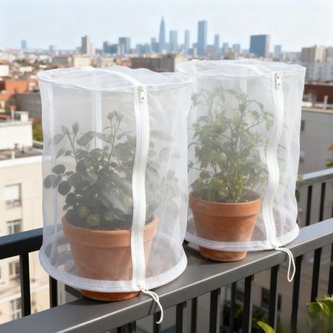 Lot de 2 housses réutilisables en forme de dôme avec fermeture éclair pour oiseaux et insectes, protection en maille respirante,17.717.731.5in (1/5)