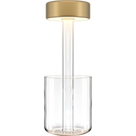 Maytoni AI Collaboration Lampada da tavolo moderna a LED integrata ricaricabile dimmerabile con controllo touch trasparente, paralume dorato da 120 lm (1/5)
