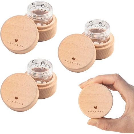 Set di 3 urne per animali domestici per ceneri di cani e gatti con scatola in acrilico trasparente, urna in legno a forma di cuore e scatola commemorativa. (1/5)