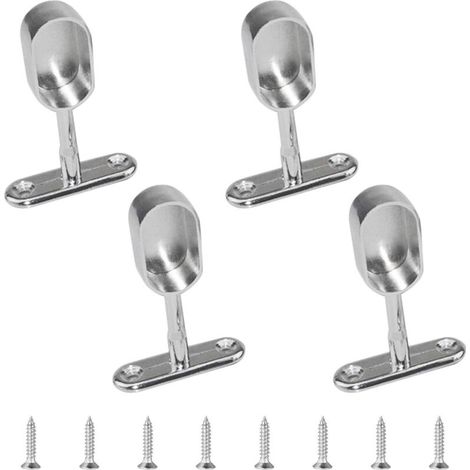 Lot de 4 supports de tringle de placard ovales en alliage de zinc pour armoire, chambre à coucher, salle de bain