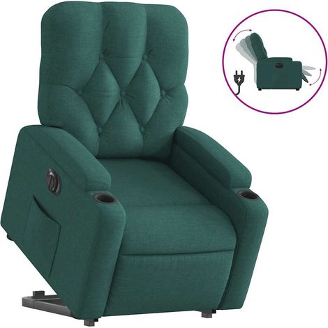 Maison Exclusive - Poltrona Alzapersona Reclinabile Elettrica Verde Scuro Tessuto (1/5)