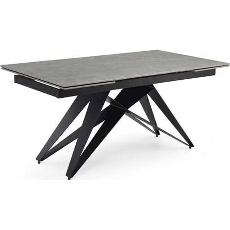 Table extensible 160/240 cm céramique gris marbré pied géométrique - ARIZONA 03 (1/5)