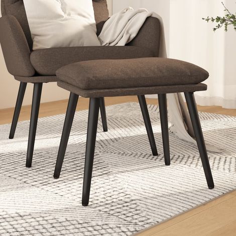 Repose-pied rembourré en tissu taupe avec pieds en métal, 45 x 29,5 x 35 cm - PANGIVO (1/5)