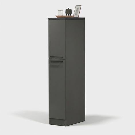 Mueble de cocina moderno con 2 cajones especieros 30x60x164,5 Trym - Negro - Gris