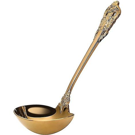 Louche à soupe en acier inoxydable 304, ustensile de cuisine, accessoires de cuisine, cuillère dorée, vaisselle plaquée or (1/5)