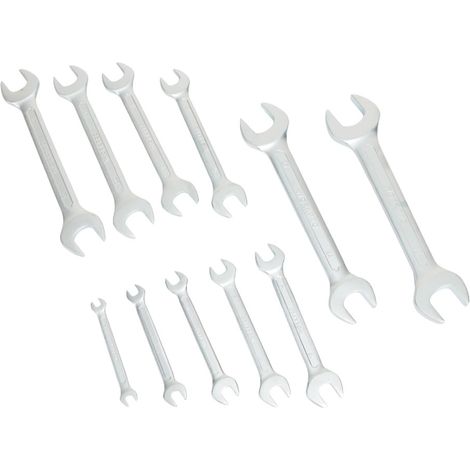 Llave fija doble abierta, juego 11 piezas, serie modular