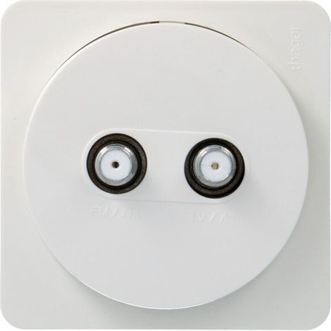 Complete dual F-type TV socket for cable networks -