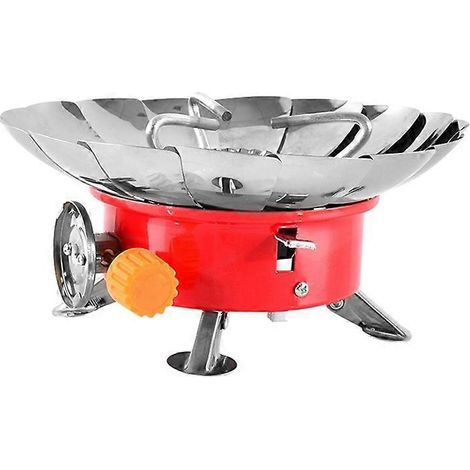 Réchaud à gaz de camping coupe-vent avec allumage piézo et vanne réglable (1/5)