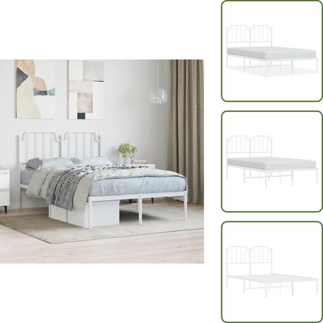 Letto con spazio sotto - vidaXL Giroletto con Testiera Metallo Bianco 120x190 cm - Letto con supporto schiena