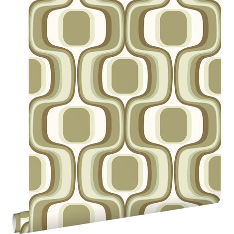 papier peint ornements au style rétro vert - ESTAhome (1/5)