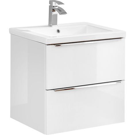 Meuble simple vasque encastrée 60cm April Blanc