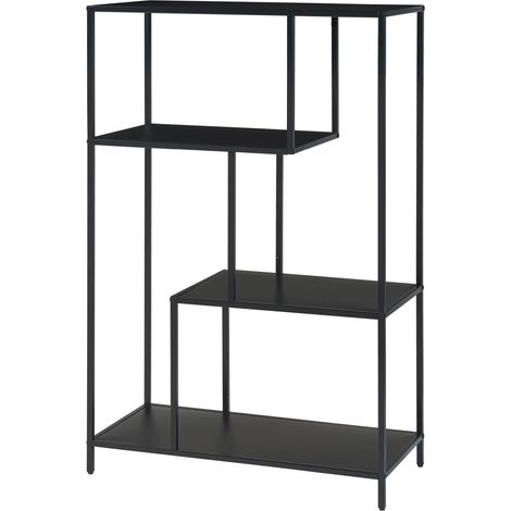 Libreria a 4 ripiani 115 x 75 x 35 cm acciaio nero opaco 030009007