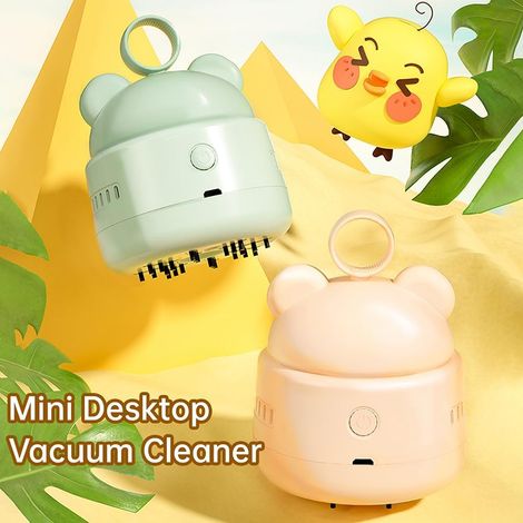 Mini aspirateur de bureau sans fil rechargeable par USB, aspiration puissante, compact et léger pour clavier, maison, bureau, voiture, bleu, beige, 110 x 86 x 86 mm (Beige) (1/5)