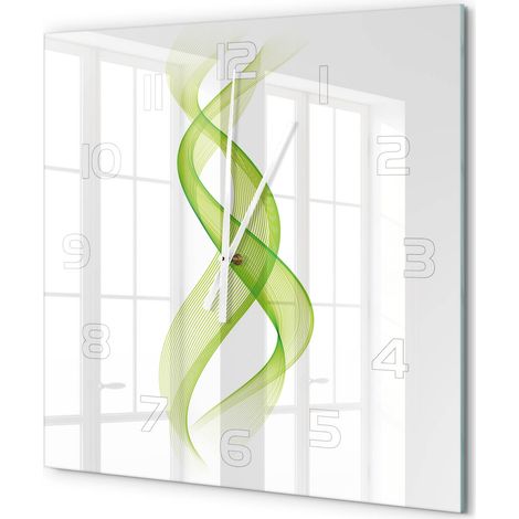 Grande Horloge Murale Carrée Verre Trempé Mouvement Silencieux Design Moderne Vagues colorées 60x60 cm (1/5)