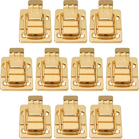 Set mit 10 vergoldeten Edelstahl-Knebelverschlüssen für Kisten, Truhen und Koffer, 28 x 40 mm (1/5)