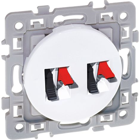 Enchufe de altavoz doble - CUADRADO Blanco