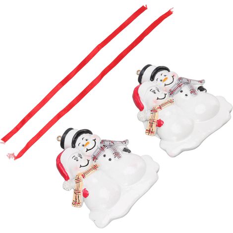 Lot de 2 pendentifs bonhomme de neige pour sapin de Noël, en résine, faits main. Mini statuette décorative à offrir. (1/5)