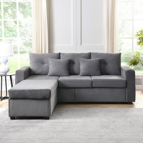 Modulares LED-Ecksofa L-Form 3-Sitzer + XXL-Ottomane – 5 Komfortkissen (1/5)