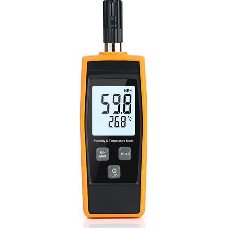 Thermomètre hygromètre numérique portable haute précision, appareil de mesure température humidité industriel avec écran LCD rétroéclairé (1/4)