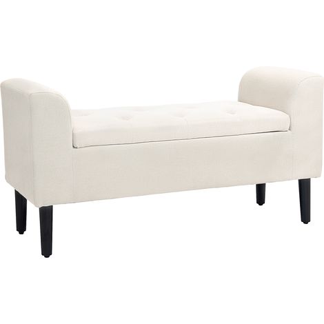 Panca contenitore imbottita con braccioli per camera da letto, ingresso, soggiorno, beige