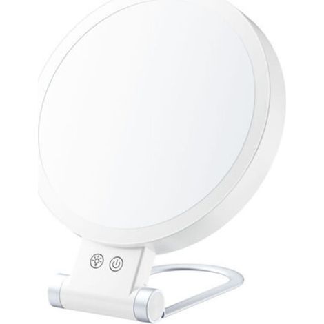 Lighted Magnifying Makeup Mirror, 5X/1X Double Sided, 1000mAh Rechargeable LED Mirror with 3 Colors Lighting, Portable Foldable Travel Cosmetic Mirror (1/3)