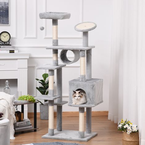 Bac à litière pour chat, capacité maximale 4 kg, avec couvercle et pelle inclus. 53 x 51 x 48 cm. Blanc et rose. (1/5)