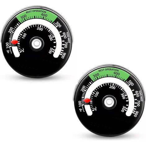 2-teiliges Kaminthermometer, Ofenrohrthermometer, Ofenmagnet, Brenner- und Holzscheitmagnet, Schornsteinrohr, 0–500℃/100900℉ (1/5)