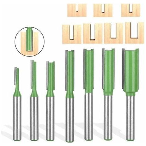 7 Pièces Fraise Droite Defonceuse, Routeur Droite à Simple Duble Flûte à Bois, fraise defonceuse 6mm, pour Bois Carbure de TungstèNe Outil de Travail Du Bois (1/5)