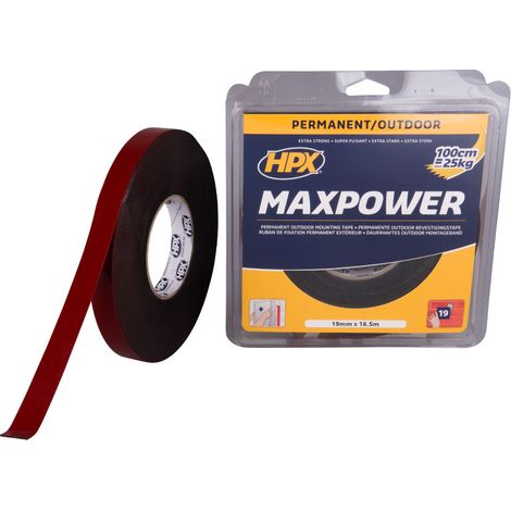 Ruban adhésif double face extérieur HPX Max Power 19 mm x 16,5 m étanche (1/2)