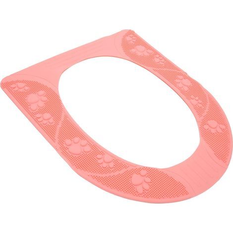 Housse de Siège de Toilette Lavable, Housse de Siège de Toilette en Silicone Réutilisable pour Salle de Bain (Rose) (1/5)