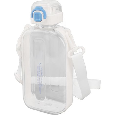 Bouteille plate 750 ml fine en PC silicone étanche avec sangle, gourde blanche pour sport et activités extérieures (1/5)